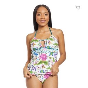 Nanette Lepore Opulent Garden Honey Halter Tankini NWT